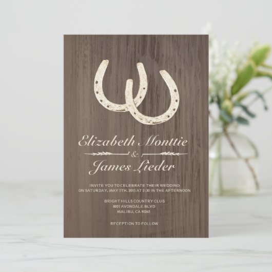 Hoefijzers bruiloft kaart (Staand voorkant)