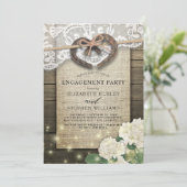 Hoefijzers Burlap Lace Hydrangea Engagement Party Kaart (Staand voorkant)