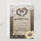Hoefijzers Burlap Lace Sunflower Engagement Party Kaart (Voorkant)