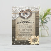 Hoefijzers Burlap Lace Sunflower Engagement Party Kaart (Staand voorkant)