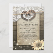 Hoefijzers Burlap Lace Sunflower Engagement Party Kaart (Voorkant)