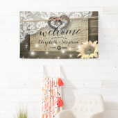 Hoefijzers Burlap Lace Sunflower Weddenschap Spandoek (Insitu)