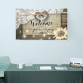 Hoefijzers Burlap Lace Sunflower Weddenschap Spandoek (Beurs)