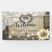 Hoefijzers Burlap Lace Sunflower Weddenschap Spandoek (Horizontaal)