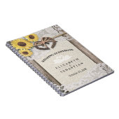 Hoefijzers Burlap Lace Sunflower Wedding Guestbook Notitieboek (Rechterzijde)