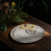 Hoefijzers Burlap Lace Sunflower Wedding Shower Papieren Bordje