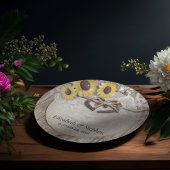 Hoefijzers Burlap Lace Sunflower Wedding Shower Papieren Bordje