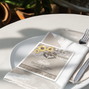 Hoefijzers Burlap Lace Sunflower Wedding Shower Servet