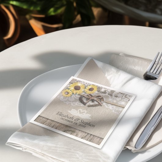 Hoefijzers Burlap Lace Sunflower Wedding Shower Servet
