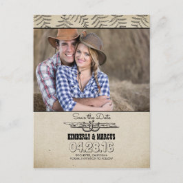 Hoefijzers Country Rustic Bewaar de datum Aankondigingskaart