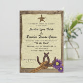 Hoefijzers en Barn Wood Country Wedding Kaart (Staand voorkant)