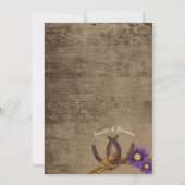 Hoefijzers en Barn Wood Country Wedding Kaart (Achterkant)