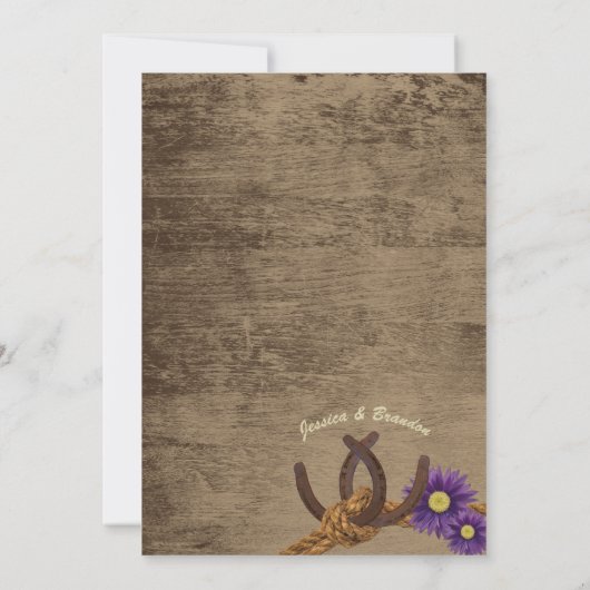 Hoefijzers en Barn Wood Country Wedding Kaart (Achterkant)
