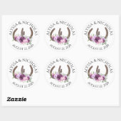 Hoefijzers en bloemen Paarse Ronde Sticker (Vel)