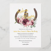 Hoefijzers en bruinroze bruinwortels folie uitnodiging (Voorkant)