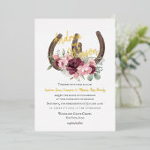 Hoefijzers en bruinroze bruinwortels folie uitnodiging (Staand Voorkant)