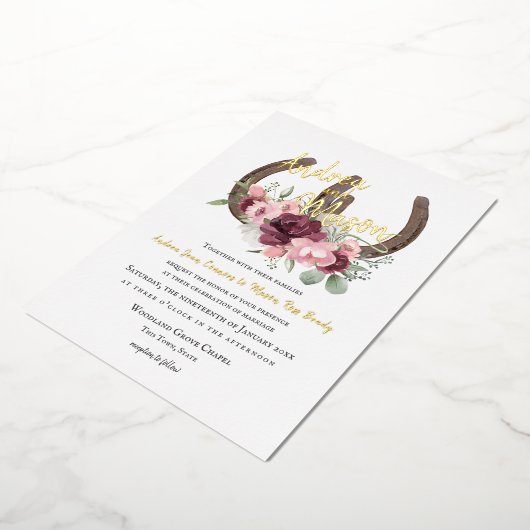 Hoefijzers en bruinroze bruinwortels folie uitnodiging (Gedraaid)