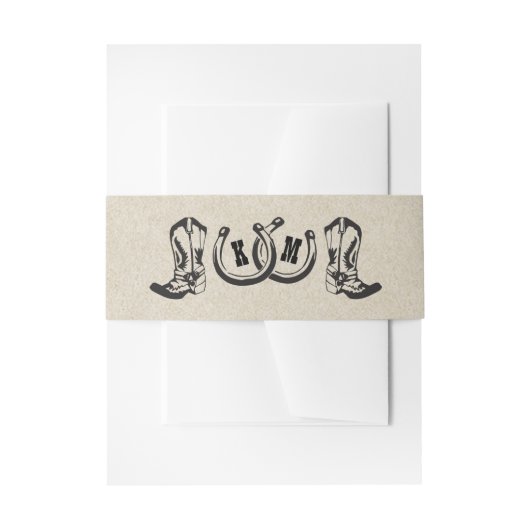 Hoefijzers en Cowboy Boots Country Wedding Uitnodigingen Wikkel (Voorkant Voorbeeld)