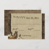 Hoefijzers en Daisies Rustieke Burlap Reactie RSVP Kaartje (Voorkant / Achterkant)