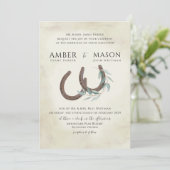 Hoefijzers en Greenery Invitation Kaart (Staand voorkant)