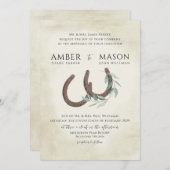 Hoefijzers en Greenery Invitation Kaart (Voorkant / Achterkant)