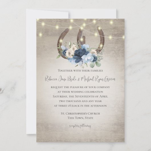 Hoefijzers en lammeren - Floral Barn Wood Uitnodig Kaart (Voorkant)