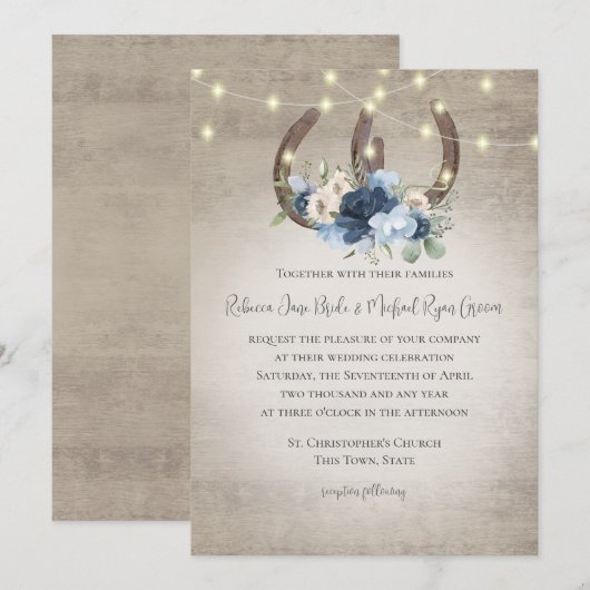 Hoefijzers en lammeren - Floral Barn Wood Uitnodig Kaart (Voorkant / Achterkant)