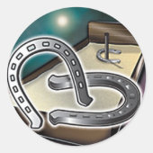 hoefijzers en Pit Ronde Sticker (Voorkant)