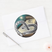hoefijzers en Pit Ronde Sticker (Envelop)