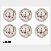 Hoefijzers en roze bloemen ronde sticker (Vel)