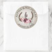 Hoefijzers en roze bloemen ronde sticker (Tas)
