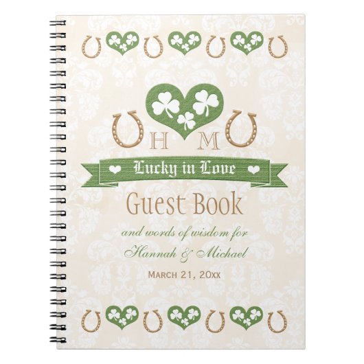 Hoefijzers en Shamrock Wedding Guest Book Notitieboek (Voorkant)