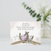 Hoefijzers en Touw Bloemen Save The Date Briefkaart (Staand voorkant)