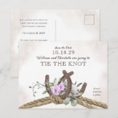 Hoefijzers en Touw Bloemen Save The Date Briefkaart (Voorkant / Achterkant)