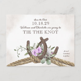 Hoefijzers en Touw Bloemen Save The Date Briefkaart