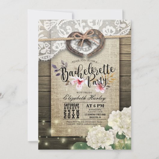 Hoefijzers Hartenkant Hydrangea Bachelorette Kaart (Voorkant)