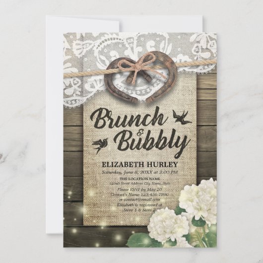 Hoefijzers Hydrangea Brunch & Bubble Vrijgezellenf Kaart (Voorkant)