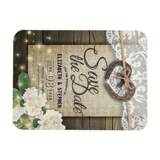 Hoefijzers Hydrangea Country Weddenschap Save the  Magneet (Horizontaal)