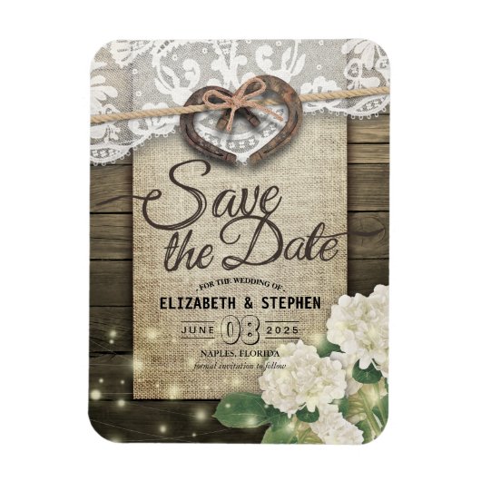 Hoefijzers Hydrangea Country Weddenschap Save the  Magneet (Verticaal)