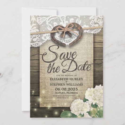 Hoefijzers Hydrangea Country Weddenschap Save the Save The Date (Voorkant)