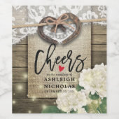Hoefijzers Hydrangea Lace Wedding Cheers to Love Wijn Etiket (Enkel label)