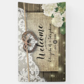 Hoefijzers Hydrangea Rustic Wood Weddenschap Welko Spandoek (Verticaal)