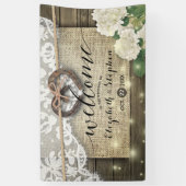 Hoefijzers Hydrangea Rustic Wood Weddenschap Welko Spandoek (Verticaal)