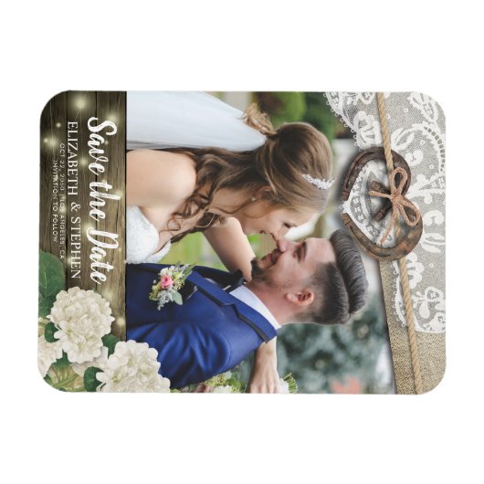 Hoefijzers hydrangea Wedding Save the Date Photo Magneet (Horizontaal)