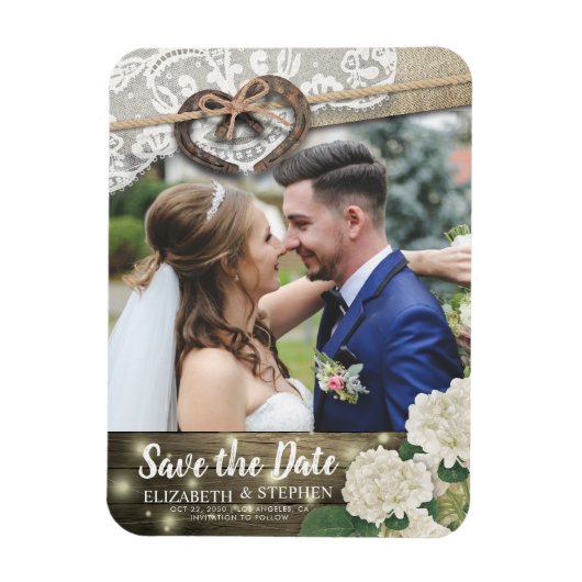 Hoefijzers hydrangea Wedding Save the Date Photo Magneet (Verticaal)