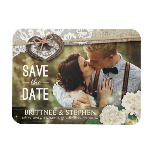 Hoefijzers hydrangea Wedding Save the Date Photo Magneet (Horizontaal)