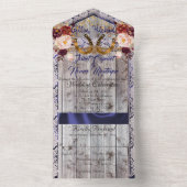 Hoefijzers, Lace en Wildbloemen Gettin' Hitched All In One Uitnodiging (Binnen)