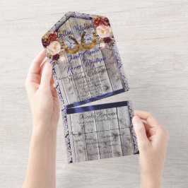 Hoefijzers, Lace en Wildbloemen Gettin' Hitched All In One Uitnodiging