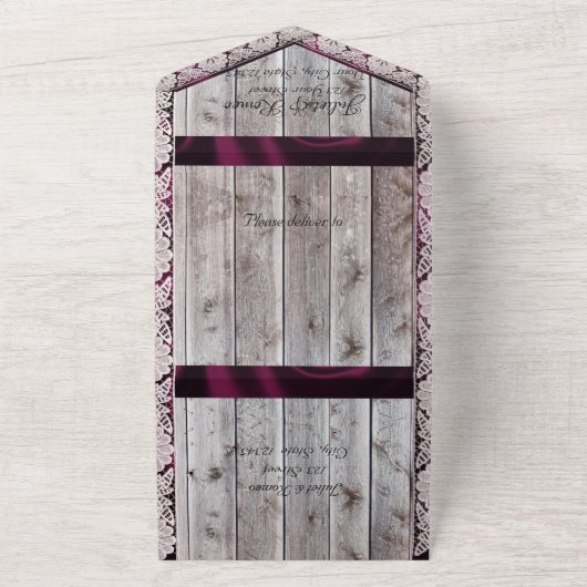 Hoefijzers, Lace en Wildbloemen Gettin' Hitched All In One Uitnodiging (Buitenkant)