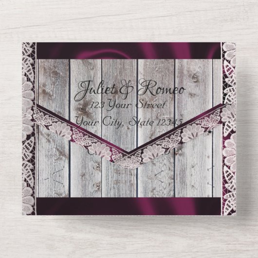 Hoefijzers, Lace en Wildbloemen Gettin' Hitched All In One Uitnodiging (Achterkant)